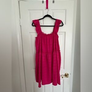 Hot Pink Ruffle Strap Flowy Dress